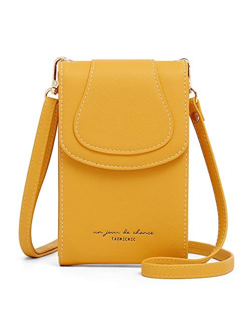 Aeeque Leather Cell Phone Purse Small Crossbody Bag Card Holder Wallet for Women