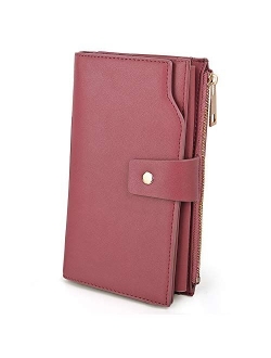 Wallets for Women Wristlet RFID Large Capacity PU Leather Clutch Card Holder Organizer Ladies Purse Strap 459