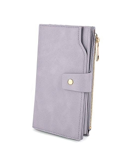 Wallets for Women Wristlet RFID Large Capacity PU Leather Clutch Card Holder Organizer Ladies Purse Strap 459