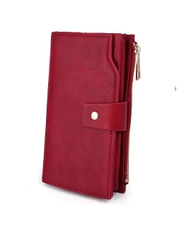 Wallets for Women Wristlet RFID Large Capacity PU Leather Clutch Card Holder Organizer Ladies Purse Strap 459