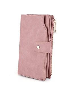 Wallets for Women Wristlet RFID Large Capacity PU Leather Clutch Card Holder Organizer Ladies Purse Strap 459