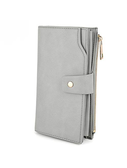 UTO Wallets for Women Wristlet RFID Large Capacity PU Leather Clutch Card Holder Organizer Ladies Purse Strap 459