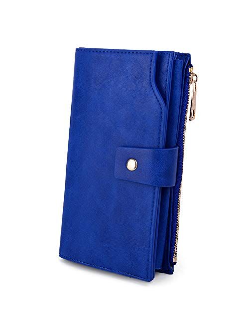 UTO Wallets for Women Wristlet RFID Large Capacity PU Leather Clutch Card Holder Organizer Ladies Purse Strap 459