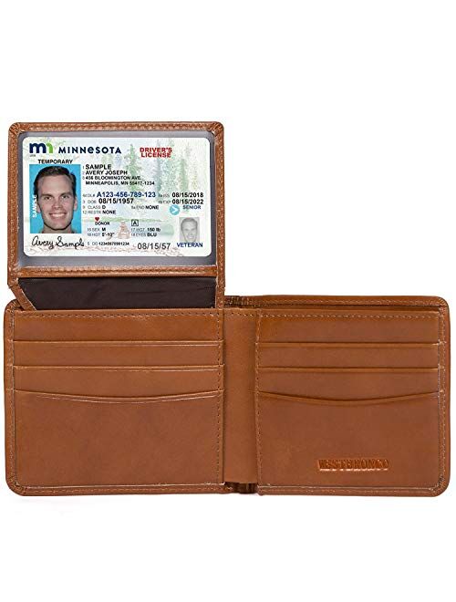 Buy WESTBRONCO Genuine Leather Bifold Wallet for Men RFID Blocking Slim ...
