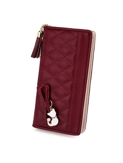 Women Long Wallet PU Leather Clutch 5.5" Phone Case 12 Card Slots Holder Zipper Pocket Purse