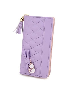 Women Long Wallet PU Leather Clutch 5.5" Phone Case 12 Card Slots Holder Zipper Pocket Purse