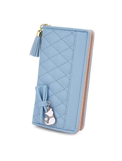 Women Long Wallet PU Leather Clutch 5.5" Phone Case 12 Card Slots Holder Zipper Pocket Purse