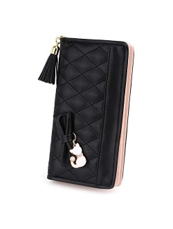 Women Long Wallet PU Leather Clutch 5.5" Phone Case 12 Card Slots Holder Zipper Pocket Purse