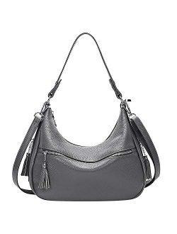 Womens Handbags Soft Leather Hobo Shoulder Bag Ladies Crossbody Tote Purses with Tassel