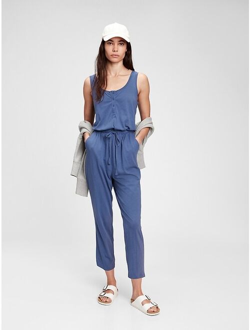 Gap Crew Neck Henley Button Placket Sleeveless  Jumpsuit