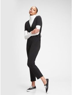 Split-opening with Wrap-Front Short Sleeve Jumpsuit