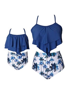 YMING Matching Mom and Daughter Swimsuits Two Piece High Waist Bikini Sets