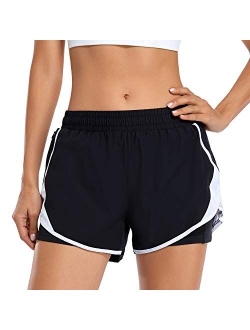 Womens Running Shorts with Liner Athletic Shorts with Pockets Workout Shorts