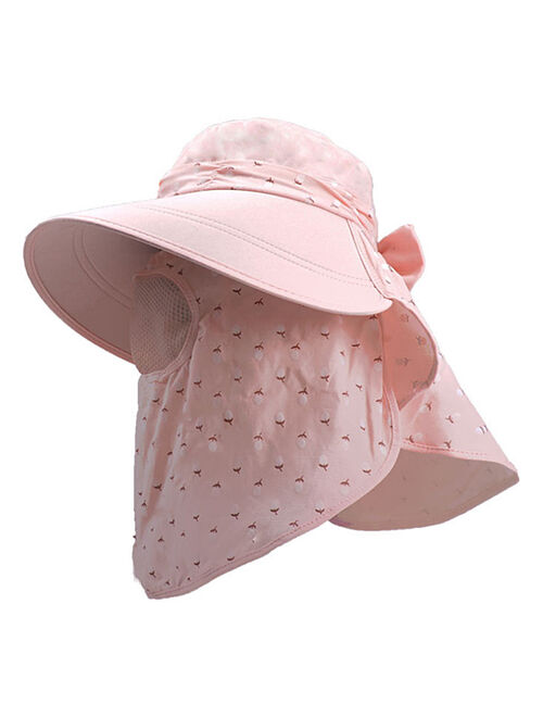 Light Pink Floral Face & Neck Flap Sunhat