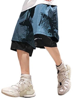 Men's Hiphop Techwear Cargo Jogger Shorts Active Pants with Pockets