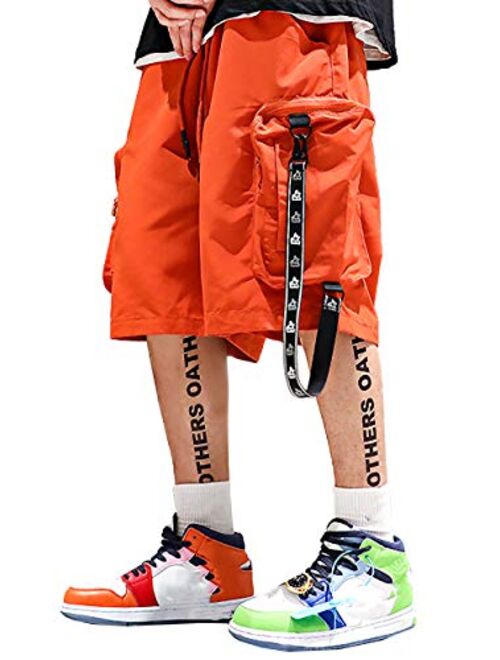 MOKEWEN Men's Hiphop Techwear Cargo Jogger Shorts Active Pants with Pockets