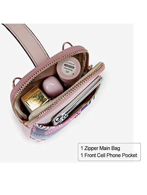 Aeeque Small Cell Phone Bag for Women, Fashion Vintage Lightweight Leather Crossbody Purse Travel Single Shoulder Bag Zipper Wallet Clutch Handbag Messenger Bag, Gift for