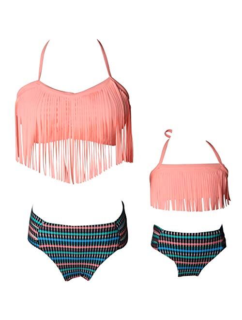 Mardonskey Girls One Piece Bathing Suit Hawaiian Ruffle Swimsuits Kids Beach Swimwear for Vacation 2-14 Years