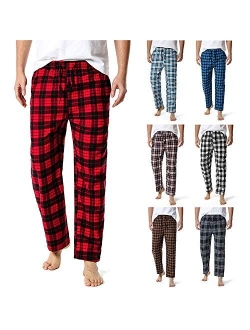 Men's Flannel Plaid Soft Knit Pajama Pants Sleep Lounge Pant