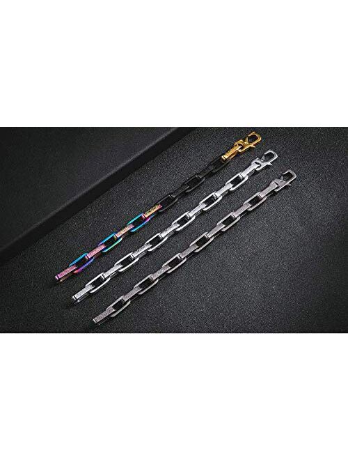 HONIEE Men's Stainless Steel Link Bracelet Ion-Plated Colorful/Black/Sliver