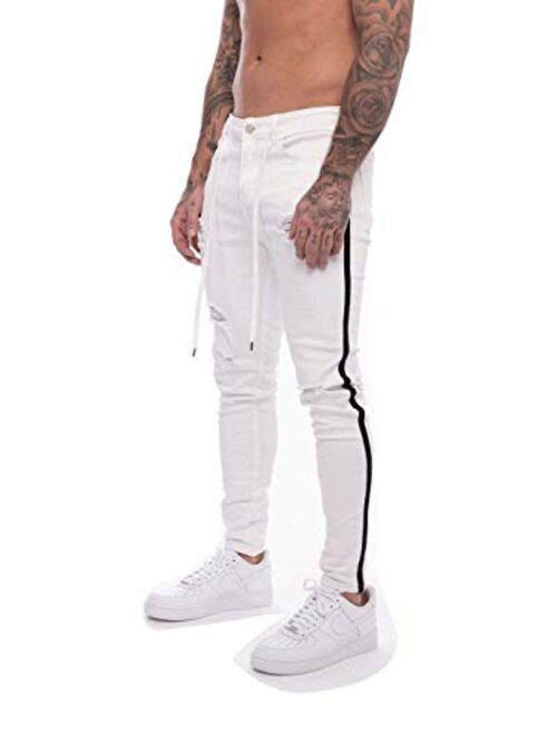 HONIEE Skinny Jeans for Men Stretch Slim Fit Ripped Distressed Denim Pants