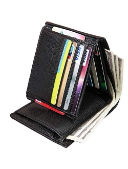 Wallets For Men RFID Blocking With ID Window RFID Blocking Leather Trifold Wallets