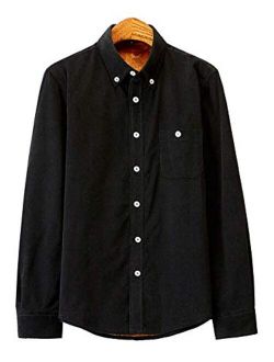 Men's Slim Fit Long Sleeve Solid Flannel Fleece Shirt Jackets