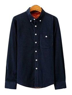 Men's Slim Fit Long Sleeve Solid Flannel Fleece Shirt Jackets