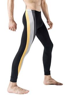 Men's Thermal Underwear Color Blocking Long Johns Compression Pants