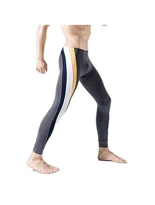 HONIEE Men's Thermal Underwear Color Blocking Long Johns Compression Pants