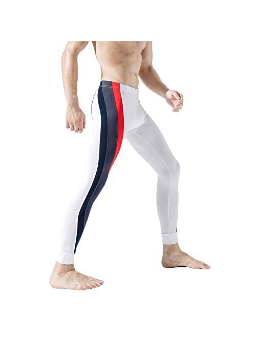 HONIEE Men's Thermal Underwear Color Blocking Long Johns Compression Pants