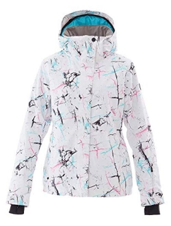 Women's Ski Jacket and Pants Set Colorful Printed Windproof Waterproof Snowsuit Rain Coat