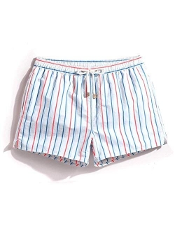 Mens Swim Trunks Quick Dry Swim Shorts with Mesh Lining Stripe Swimwear Bathing Suits