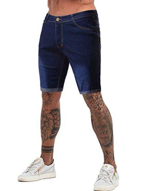 HONIEE Men's Fashion Ripped Short Jeans Casual Denim Shorts Casual Spandex Lightweight Cotton Pants