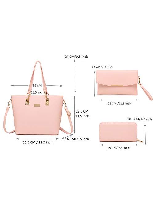 Gift Set Purses for Women Top Handle Satchel Handbags Shoulder Bag Messenger with Wallet 3 PCS Handbags for Women