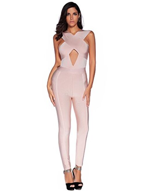 meilun Women's Bandage Jumpsuit Bodysuit Bodycon Romper Pants