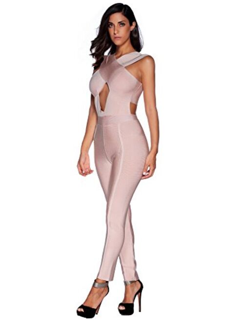 meilun Women's Bandage Jumpsuit Bodysuit Bodycon Romper Pants