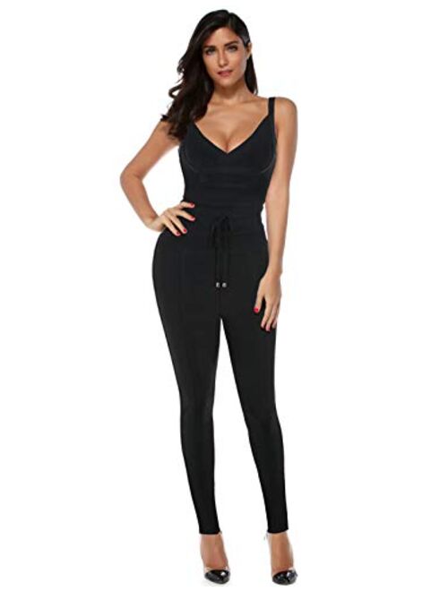 meilun Women's Bandage Jumpsuit Bodysuit Bodycon Romper Pants