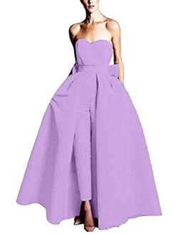 Emmani Women's Strapless Party Jumpsuits with Detachable Skirt