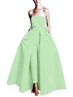 Emmani Women's Strapless Party Jumpsuits with Detachable Skirt