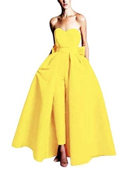 Emmani Women's Strapless Party Jumpsuits with Detachable Skirt