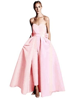 Emmani Women's Strapless Party Jumpsuits with Detachable Skirt