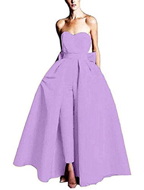 Emmani Women's Strapless Party Jumpsuits with Detachable Skirt