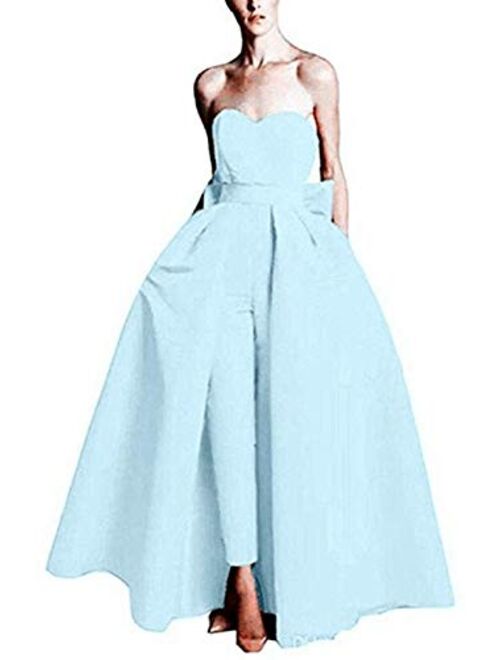 Emmani Women's Strapless Party Jumpsuits with Detachable Skirt