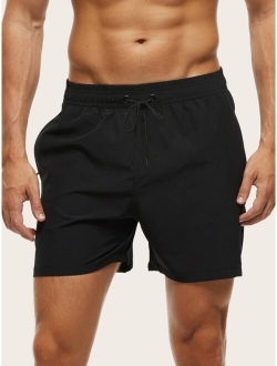 Men Drawstring Waist Swim Trunks