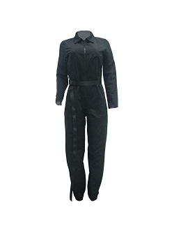 Deep Palpitation Woman Jumpsuit Women Army Belt Front Zip Overalls Harajukue Trendy Romper One Piece Outfit Jumpsuitr