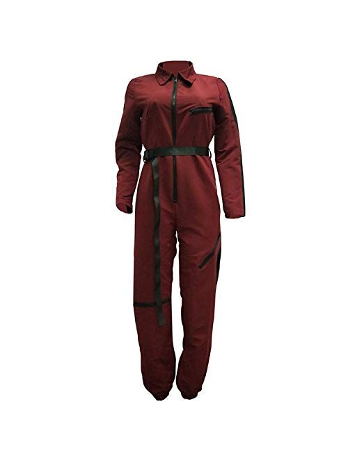 Deep Palpitation Woman Jumpsuit Women Army Belt Front Zip Overalls Harajukue Trendy Romper One Piece Outfit Jumpsuitr