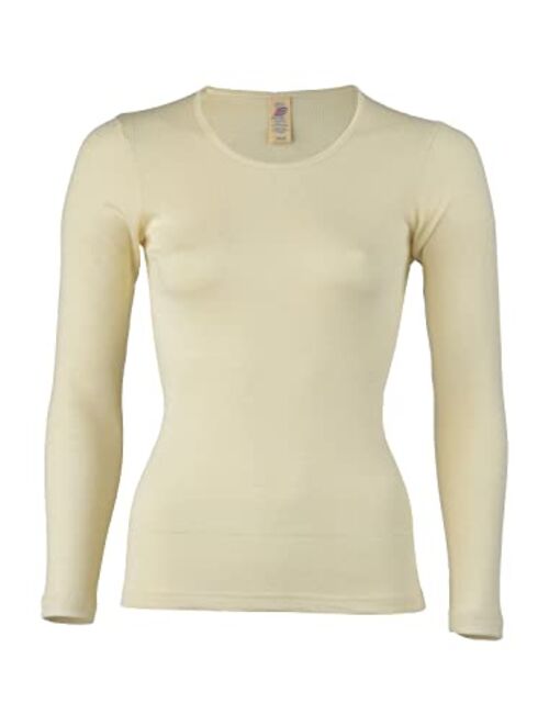 Women's Thermal Base Layer Top - Lightweight Moisture Wicking Organic Merino Wool Silk Undershirt (EU 34-36 | Extra Small, Walnut)