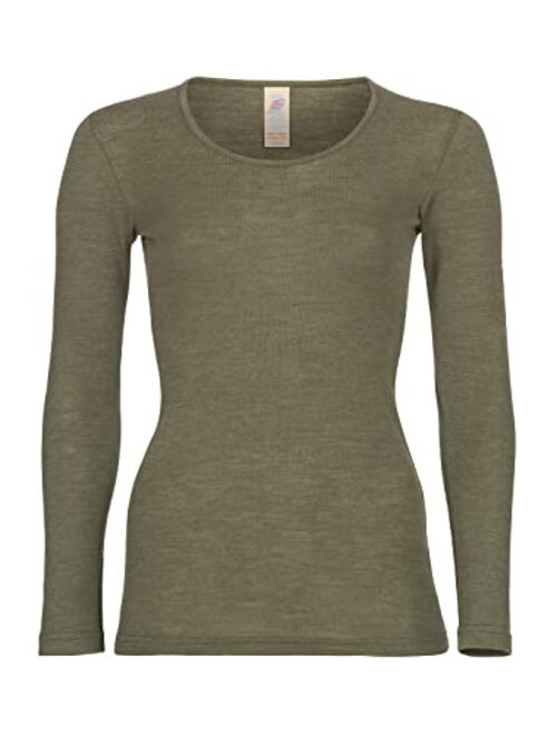 Women's Thermal Base Layer Top - Lightweight Moisture Wicking Organic Merino Wool Silk Undershirt (EU 34-36 | Extra Small, Walnut)