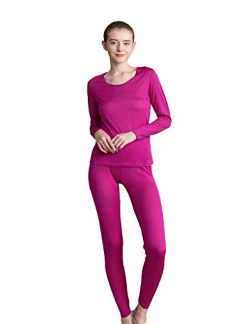 CLC Women's Wool Mulberry Silk Knitted Thermal Underwear Pajama Set